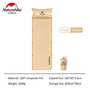 Naturehike Đệm Bơm Hơi Tự Động Cắm Trại Đệm Ngủ Thảm Vải PVC 190T Có Thể Ghép Nối NH15Q002-D