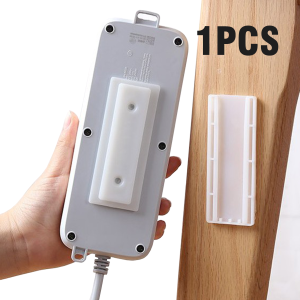 ABS DesktopSocket Fixer Storage Shelf Power Strip Holders Seamless Wall-Mounted Power Strip Holder White