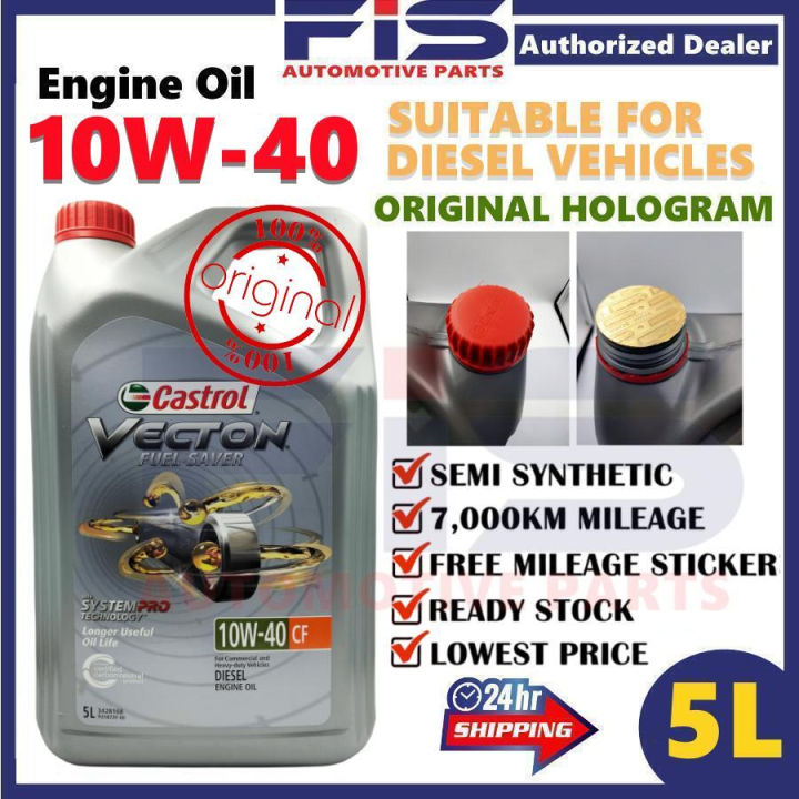 FIS Castrol Diesel Engine Oil Vecton RX Fuel Saver 10W40 CF 5Liter ...