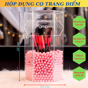 Hộp Makeup Brush Holder Cao Cấp- Hộp Đựng Cọ Trang Điểm Hạt Ngọc Tinh Tế