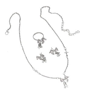 Beautiful Rhinestones Bowknot Necklace Lovely Bowknot Earrings Enhancing Your Look With A Touch Of Sparkles