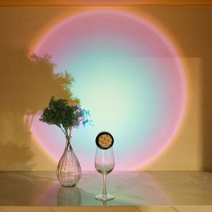 [Timmo House]Wireless Sunset Lamp Night Light Projector Home Wall Lamp Battery Powered Touch LED Cabinet Lights Stick On Wall  Kitchen Bedroom Closet Cupboard Night Light Home Decoration