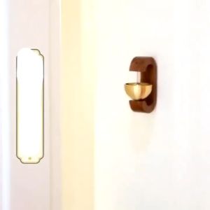 Creative Wood Doorbell Elliptical Magnetic Doorbell Self-adhesive Brass Japanese Style Wind Chime