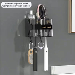 Multifunctional Toothbrush Holder Toothbrush Cup Wall Mounted Toothbrush Holder Bathroom Organizing Storage Holder Without Perforating