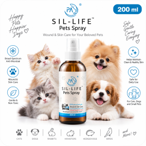 PA Sil-Life Pets Spray 200ml Nano Silver Copper Colloidal Wound & Skin Care for Cats Dogs Pomeranian Poodle Husky Hamster Broad Spectrum Anti-Microbial Safe Gentle Caring Everyday