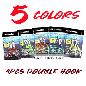 4Pcs/Pack10 -20 Jig Assist Double Hook Hand Made Fishing Hooks