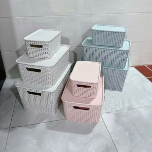 Rổ Nhựa Đựng Đồ Có Nắp Đậy Rổ Đan Nắp Chữ Nhật Nhựa VIỆT NHẬT - 3 Size Nhỏ Trung Đại 3386 3387 3388- Đựng Thực Phẩm Vật Dụng Đồ Chơi Cho Bé Tramanhshop