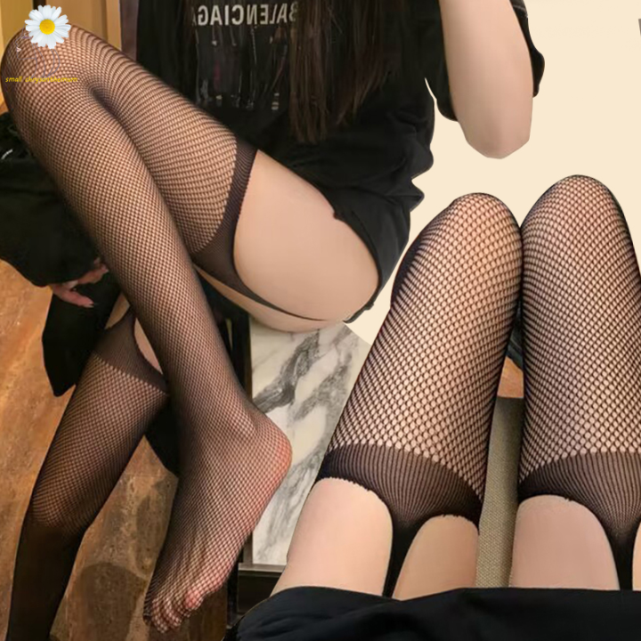 Women's Sexy Anime Tight Pants Fishnet Stockings Pantyhose Thigh High Knee  Stocking Clothing Black Mesh Fishing Net Adult Socks