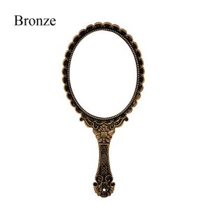YOYO CHARMING Portable Retro Creative Pattern Handle Lace Mirrors Makeup Mirrors Handhold Mirrors