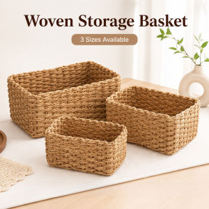 Handmade Paper Rope Woven Storage Basket Soft Round Desktop Organizer Cosmetics Toys Bakul Simpanan