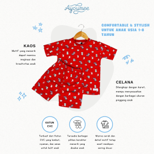 Baju dan Celana Anak Motif Rusa Rabbit Warna Maroon Usia 1 sampai 8 Tahun - Ayoumee