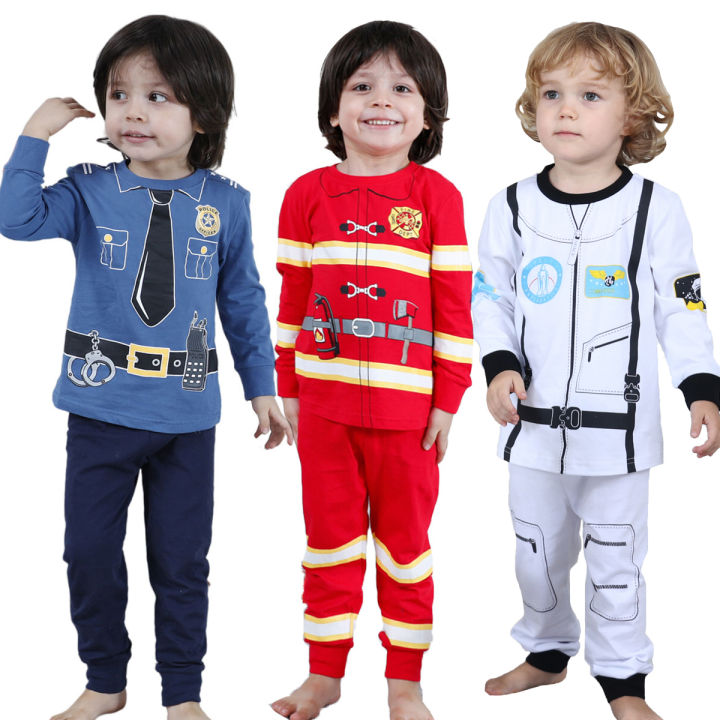 A&J DESIGN Terno Pajamas for Kids Boy Police Costume Girls Fireman  Sleepwear Children Halloween Cosplay Construction Worker Chef Doctor Theme  Party