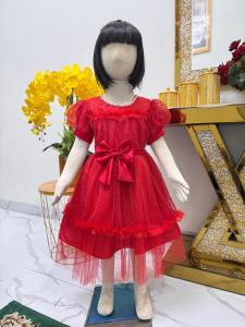 Gaun melisa pesta natal tahun baru anak perempuan usia 2 - 7 tahun / baju dress ultah pita lengan pendek - pakaian dress anak cewek terbaru