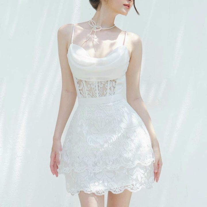 Váy đầm màu trắng kem cổ điển vintage dáng xòe công sở đi tiệc thanh lịch  hàng thiết kế đủ size s m l - Đầm dự tiệc | ThờiTrangNữ.vn