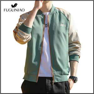 FUGUINIAO Jacket mens autumn 2022 new trend style loose top color matching casual jacket