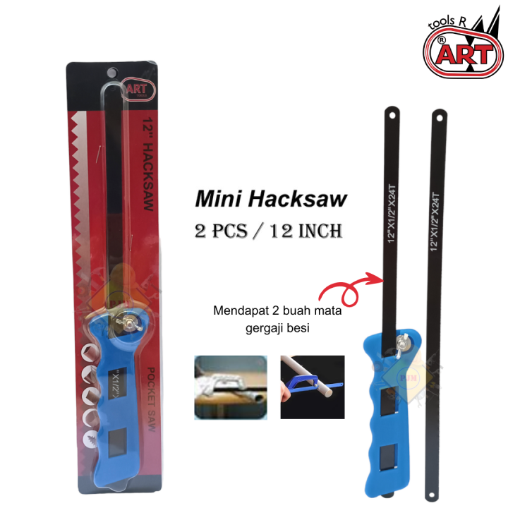 Mini Hacksaw 12" Gagang Gergaji Besi Plastik Mini PVC Handle Hacksaw