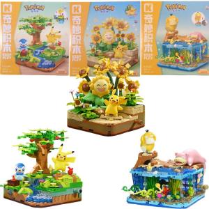 Original Keeppley POKEMON Building Block Pikachu Slowpoke Piplup Action Figure Anime Doll Assembly Model Collection Kids Toy