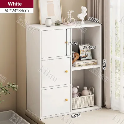 KILAU Bookshelf Cabinet multi-grid multi-layer wooden locker with door bookshelf organizer bookcase