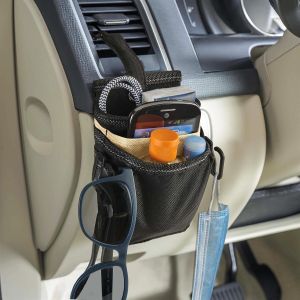 High Road DriverPockets Car Pouch - Air Vent Pocket and Vent Cell Phone Holder for Car - Front Seat Organizer with 3 Pockets Hanging Hooks and Charging Port