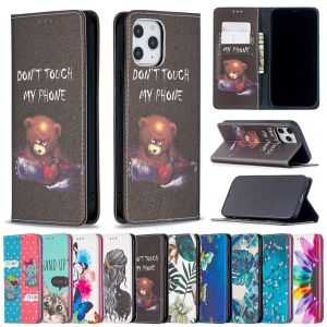 สำหรับ Samsung Galaxy A11 A21S A31 A51 A71 A81 A91 Note 10 Lite S10 Lite เคสโทรศัพท์รูปการ์ตูนแม่เหล็กช่องเสียบบัตรเคสเคสแบบพับปิดได้คู่