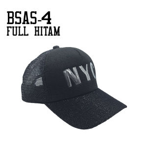 Topi Baseball Distro Pria Polos NYC Kain Glitter Setengah Jaring Trucker Hat Korea Gaya Casual BSAS