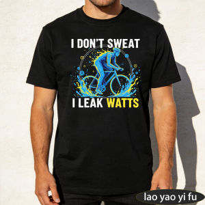 [Local Stock] HBESTY  I Dont Sweat I Leak Watts Black Tee Cycling Power Men Top Blue Splash T-Shirt Sports Performance Shirt Biker Humor Streetwear