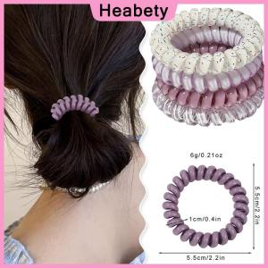 Heabety  4pcs Womens Spiral Hair Ties Telephone Wire Cord Hair Ring Elastic Head Bands Rubber Band Scrunchies Headwear Hair Accessories