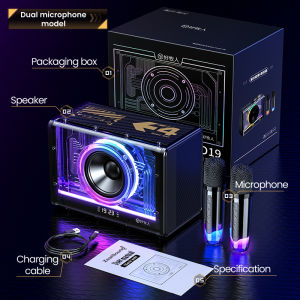 Zealsound Bluetooth Machine for Adults Kids with Two Wireless Microphones Portable Speaker with LED Lights for Party D19