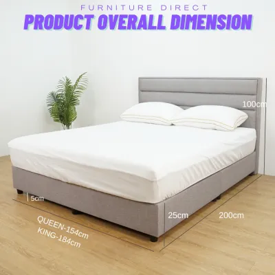 Furniture Direct LINER fabric divan base queen size divan bed frame-light grey