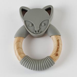 Forest Baby Silicone and Wooden Teether (FINLEY THE FOX) Plastic-Free 100% Food-Grade Safe for Babies Eco-friendly