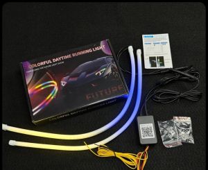 Lampu LED DRL Alis Flexibel WRGB APP Bluetooth 60cm Welcome + RGB Matrix Mobil Motor Truk Sein Running 12V-24V 12 Volt 24 Volt