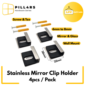 Mirror Clip Holder 4pcs | Stainless Wall Mount Mirror Bracket | Heavy Duty Glass Clamp