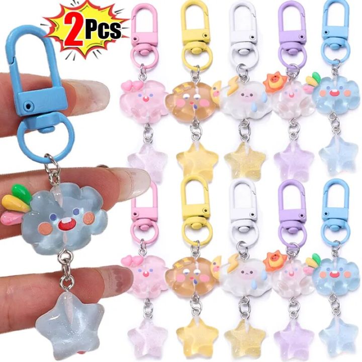 2 cái quyến rũ đám mây ngôi sao Keychain Nữ Phụ nữ ngọt ngào nhỏ chuỗi ...