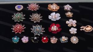 Lotus Flower Cufflinks for Women Gold Plated Acrylic Cuff Buttons for Office Outfit