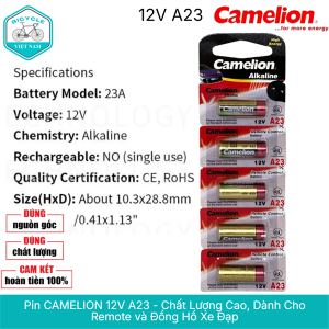 Pin CAMELION 12V A23 - Chất Lượng Cao Dành Cho Remote và Đồng Hồ Xe Đạp