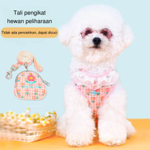 Rompi Renda Dengan Tali Tuntun Dan Tas Harness Mini Logo Pawsitive Vibes - Rompi Hewan Outdoor - Rompi Anjing Kucing Bahan Premium Bonus Tas Gendong