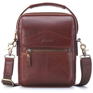 PIUNCLE Brand High Quality Vintage Genuine Leather Male Top-handle Bags Handbags Shoulder Messenger Bag For Men Genuine Leather Crossbody Bags For Men Large Capacity Business Office Handbags Shoulder Bags For Male Mens Satchels Totes Bags