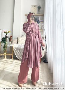 Zahira1808 Cassia  Clarissa Set 4 Bahan Cotton Bordir Mix Air Flow Krinkle Tunik Kulot Dress Atasan Wanita Long Dress Busui Terbaru Terlaris Sale Cuci Gudang