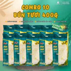 COMBO 10 Bún tươi khô Shammi túi 400g (bún tươi sấy khô hàng xuất khẩu không chất bảo quản không hàn the)