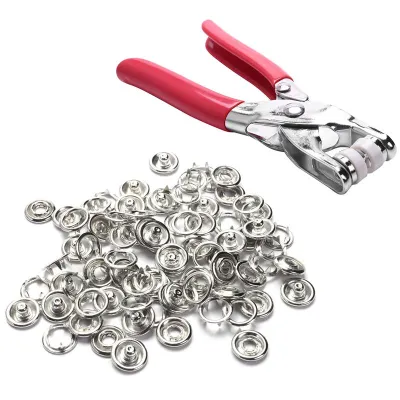 MLADEN 100 Sets 10 Colors Snap Button Plier Tool Metal Snap Buttons Fasteners Press Studs Bouton Machine DIY Clothes Tools