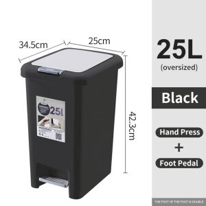 JFS 25/30L Foot Pedal Pressed Trash Can Waterproof Trash Bin With Cover Large Capacity Garbage Can for Kitchen Living Room Large Garbage Bin Heavy Garbage Bin