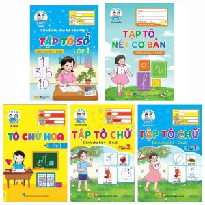 Sách - Combo 5 Cuốn Tập tô chữ Tô chữ hoatập tô nét cơ bản tập tô số (chuẩn bị cho bé vào lớp 1) - ndbooks