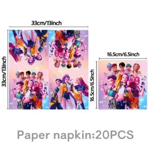 Kpop Demon Hunters Theme Disposable Tableware Party Supplies Huntrix Saga Boys Cake Decor