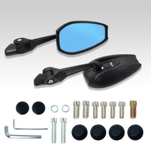 Universal Motorcycle Side Mirror Anti-glare Adjustable Blue Lens Carbon Made IN Thailand