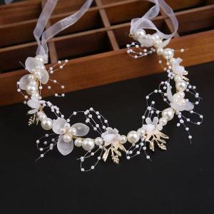 2026 Hot Sale [ Shipped from China ] Childrens headband sweet European-style fairy look gold leaf headband flower wreath pearl headband bridal new crown B3