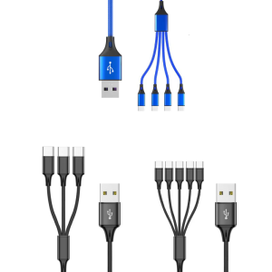 Multi Charging Cable USB C Splitter Cable 3/4/5 in 1 Fast Charging Cord with 3/4/5 Type-C Male Port for Phones Tablets