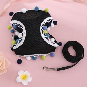 OUTOPEN Adjustable Dog Harness Vest Breathable Mesh Colorful Ball Pet Harness Leash Durable Escape-Proof Pet Walking Rope Training