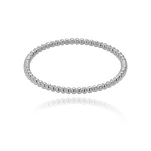 Beaded Silver Gold Bangle • 18K Gold Plated Waterproof Non-Fade • 316L Stainless Titanium Steel Fashion Bracelets For Women Men Couple BR429