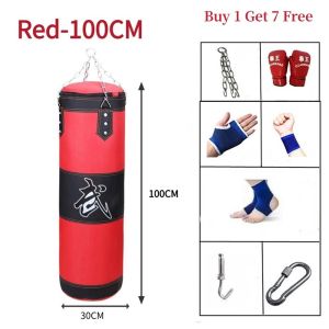 A5TG Da PU Túi đấm Đỏ đen Vải Oxford Túi tập luyện Bền bỉ với Găng Tay Túi cát đấm bốc Người lớn Trẻ em