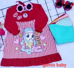 Setelan Baju Anak Bayi Perempuan Usia 3 sampai 12 Bulan / Gamis Anak / Gamis Baby / Baju Gamis Denim